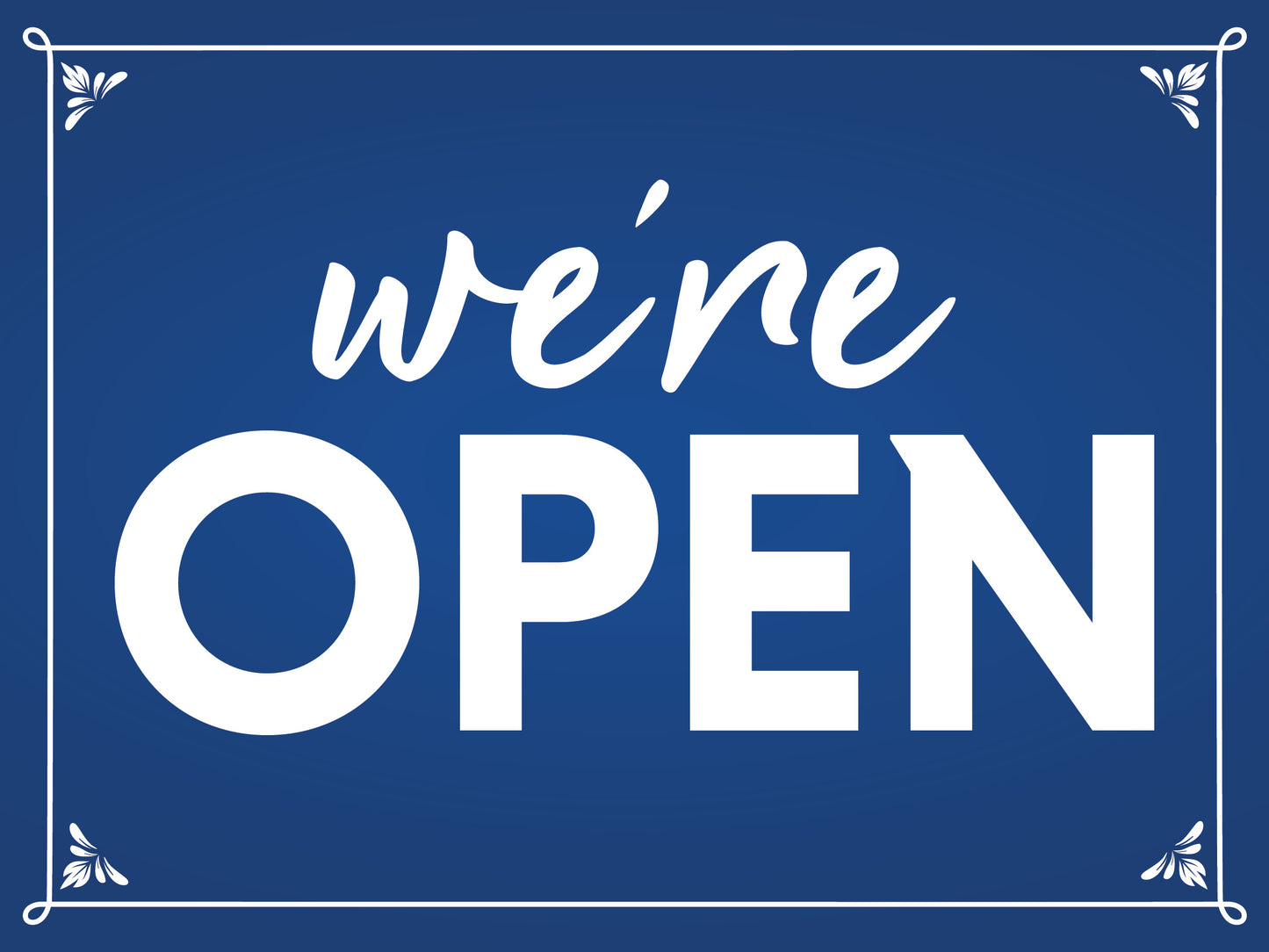 We're Open Yard Sign – Navy Blue