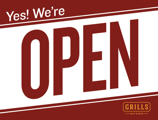 Yes We're Open Yard Sign – Bold Red