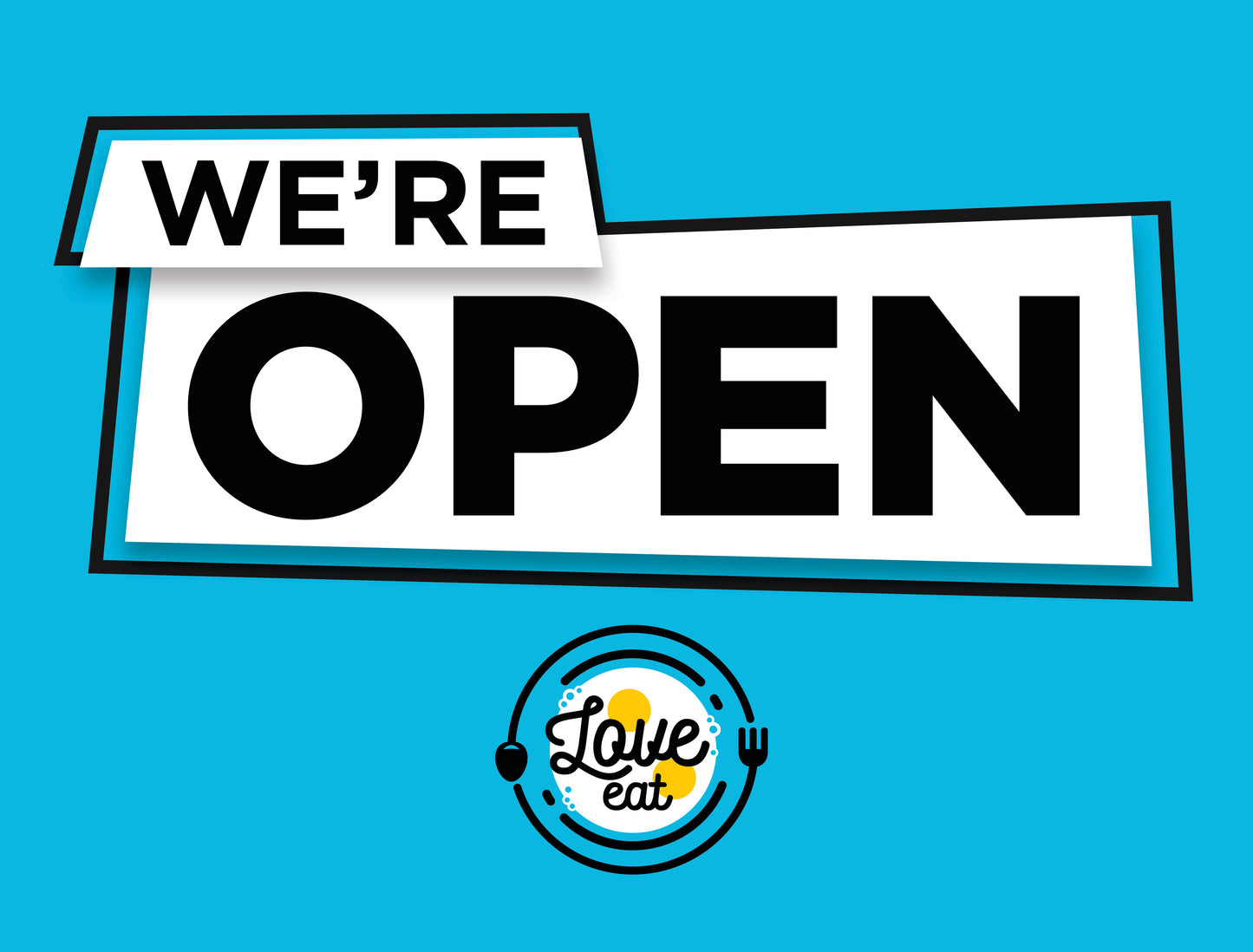 We're Open Yard Sign – Turquoise