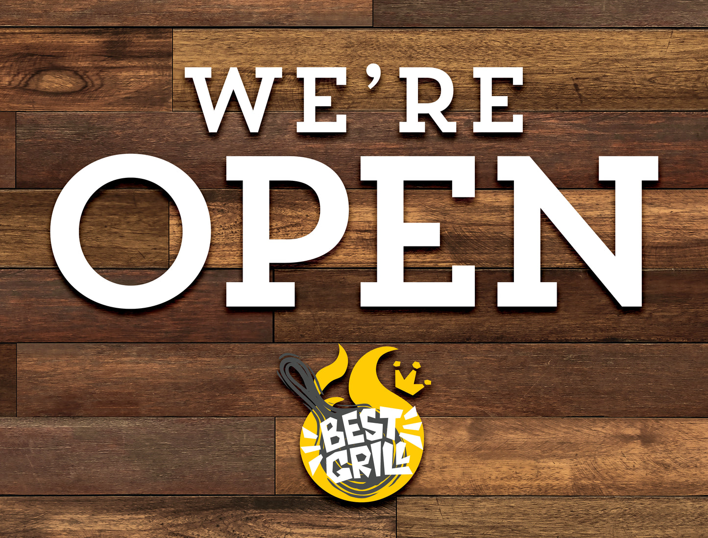 We're Open Yard Sign – Rustic Wood