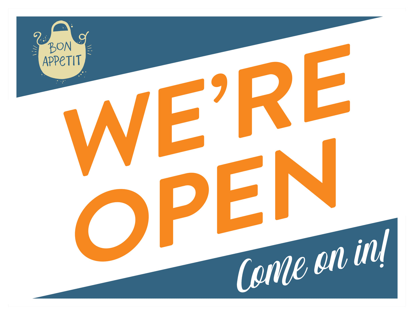 We're Open Yard Sign – Orange & Teal