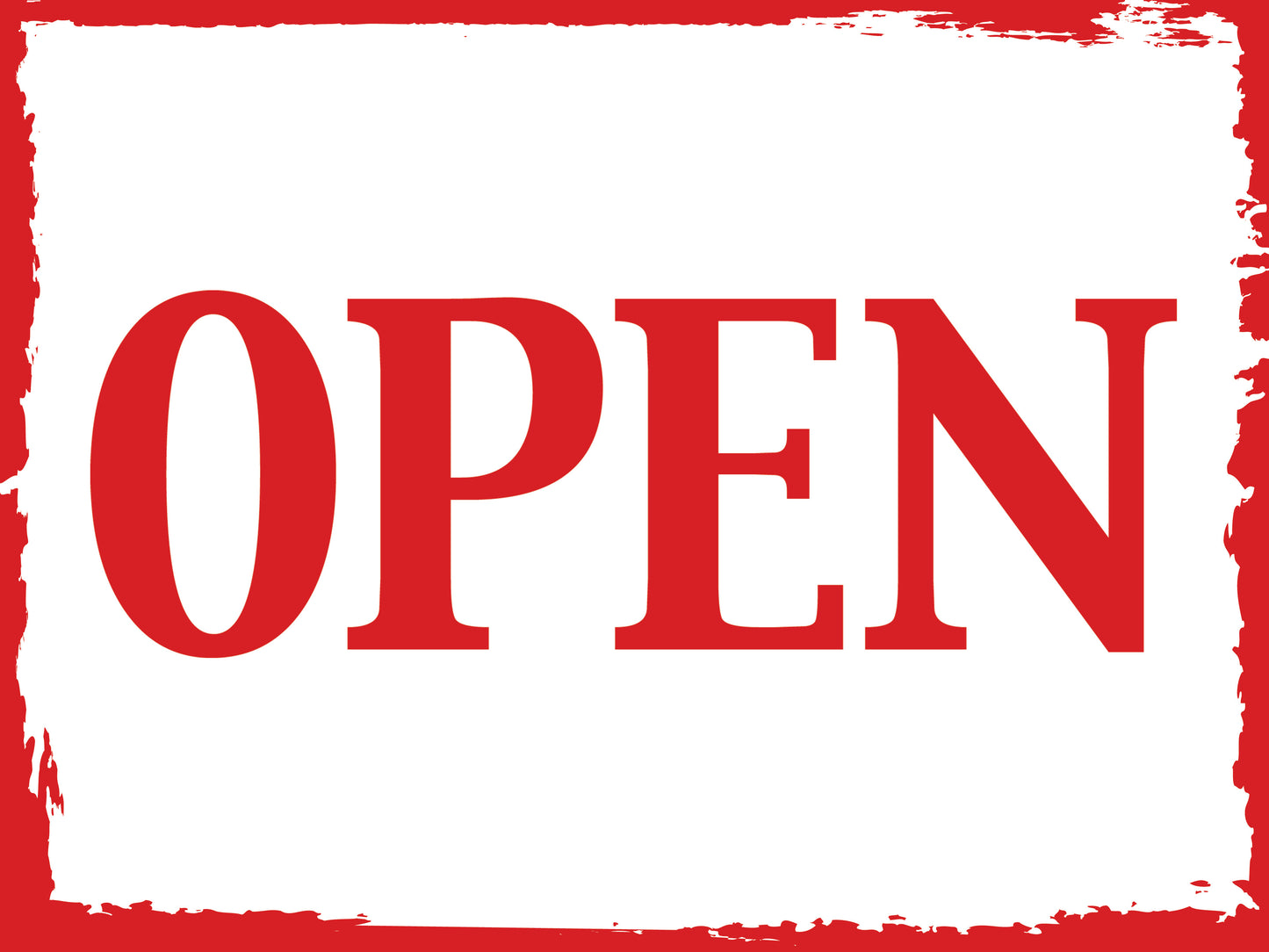 Open Yard Sign – Red Vintage Border
