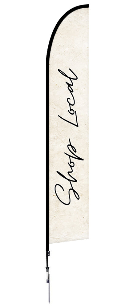 Shop Local Feather Flag Black Script