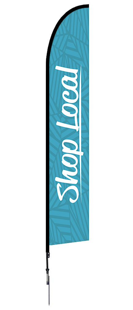 Shop Local Feather Flag Blue Leaflines