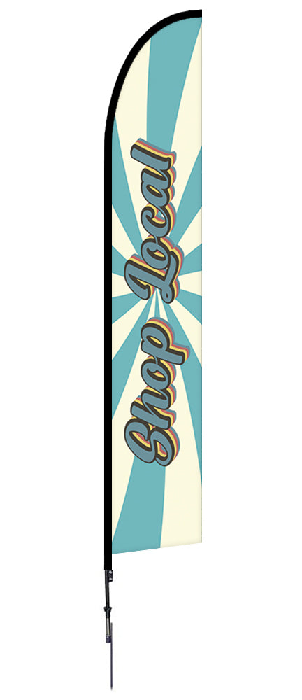 Shop Local Feather Flag Blue Retro