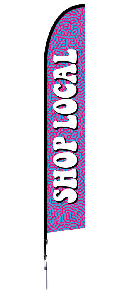 Shop Local Feather Flag Retro Purple Lines