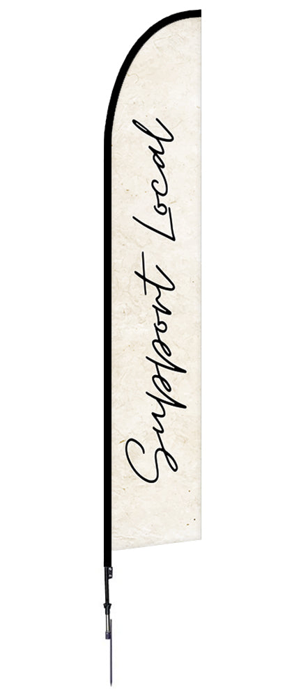 Support Local Feather Flag Black Script