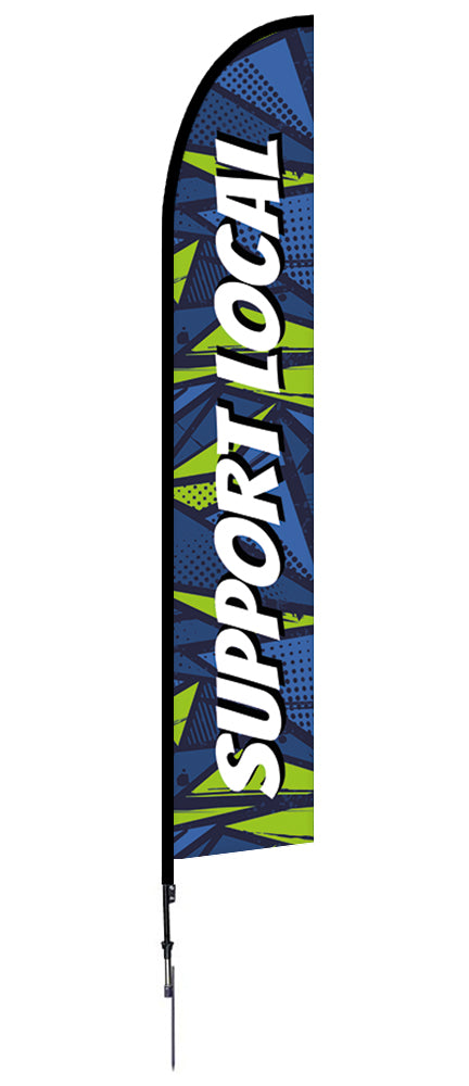 Support Local Feather Flag Comic Green Blue