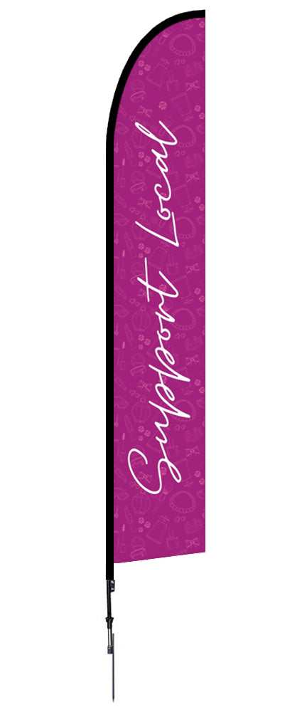 Support Local Feather Flag Pink