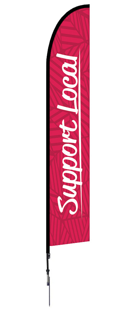 Support Local Feather Flag Red Leaflines