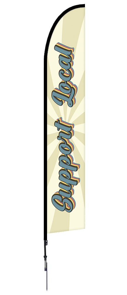 Support Local Feather Flag Tan Retro